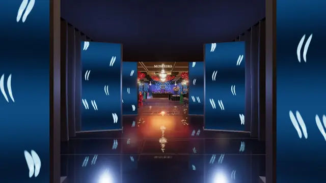 Corredor de LED na chegada do baile 3D